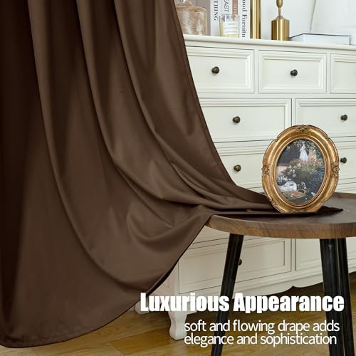 YoungsTex brown velvet living room blackout drapes — photo 4