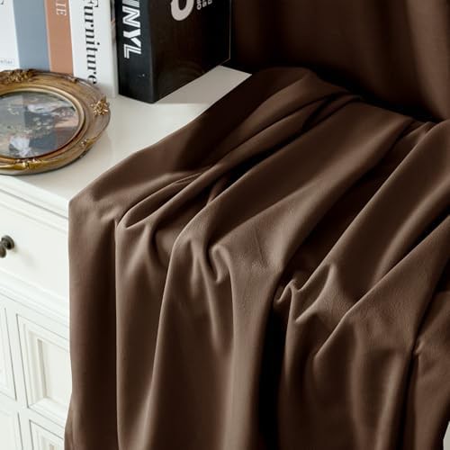 YoungsTex brown velvet living room blackout drapes — photo 5
