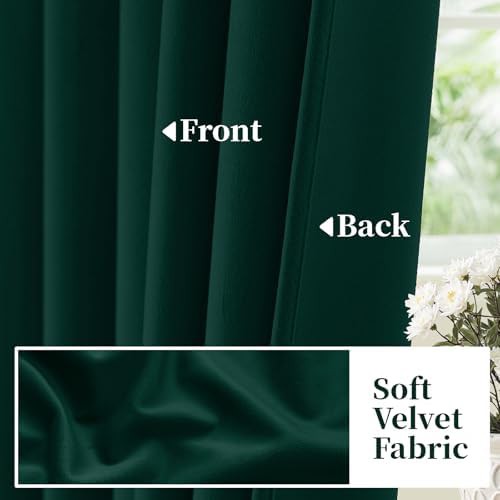 Dark green velvet rod pocket curtains 84 in — photo 4