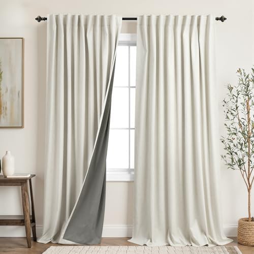 Extra wide linen soundproof curtains 84 in