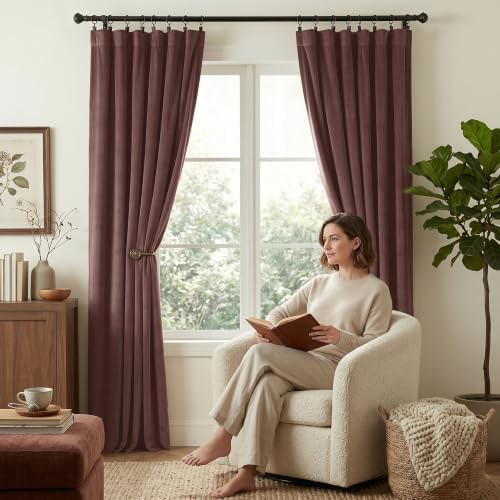 Dusty rose pink velvet blackout curtains — photo 3
