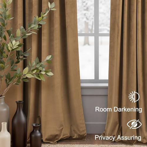 Gold brown velvet thermal insulated curtains 84 in — photo 5