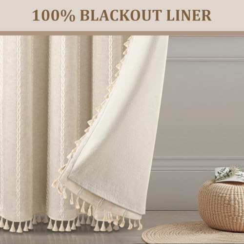 Xoguibo boho linen blend blackout curtains 84 in — photo 4