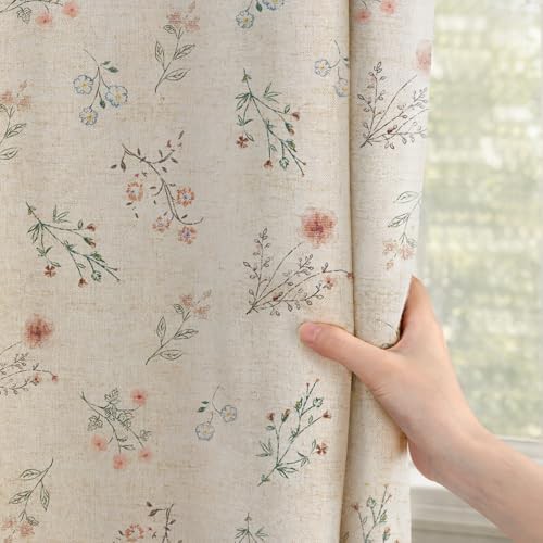 Xoguibo boho floral linen texture curtains 84 in — photo 3