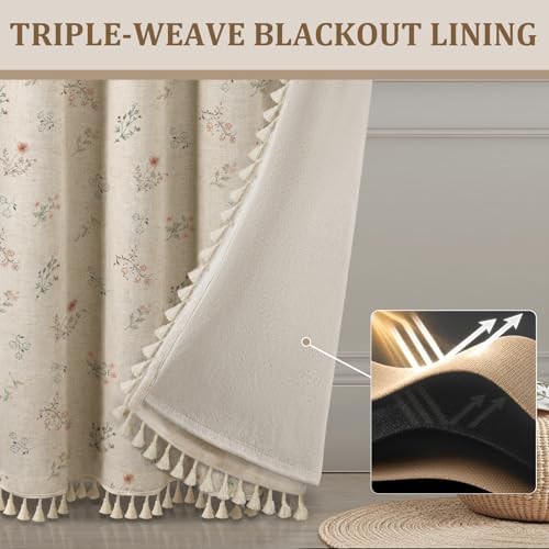 Xoguibo boho floral linen texture curtains 84 in — photo 4