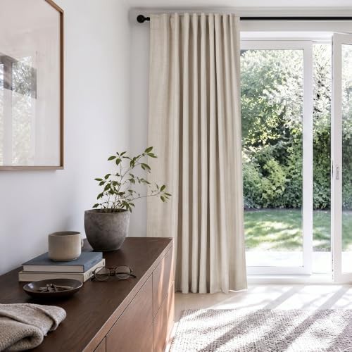 Linen Textured Total Blackout Sliding Door Curtains 96 Inches Long — photo 5