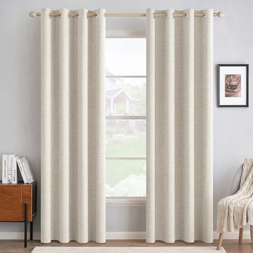 Birch faux linen thermal curtains 84 in