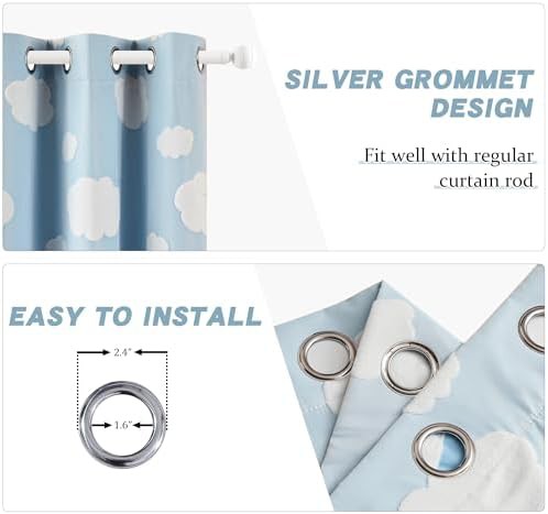 Blue cloud sheer grommet curtains 96 in — photo 3