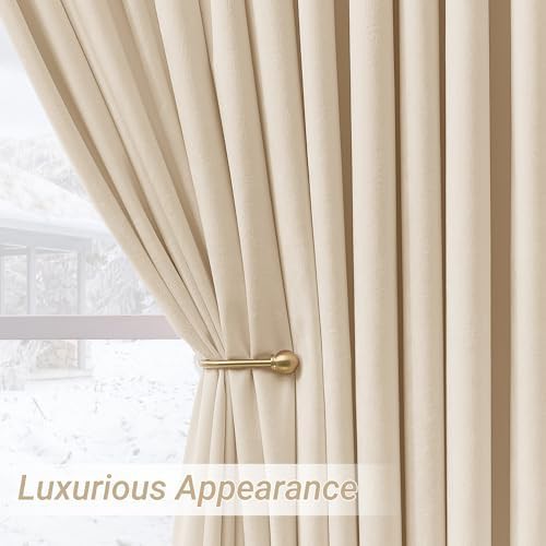 Cream Velvet Pinch Pleated Darkening Curtains — photo 4