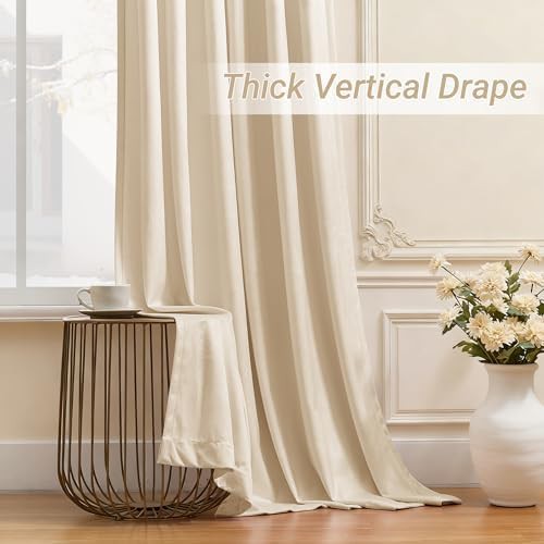 Cream Velvet Pinch Pleated Darkening Curtains — photo 5