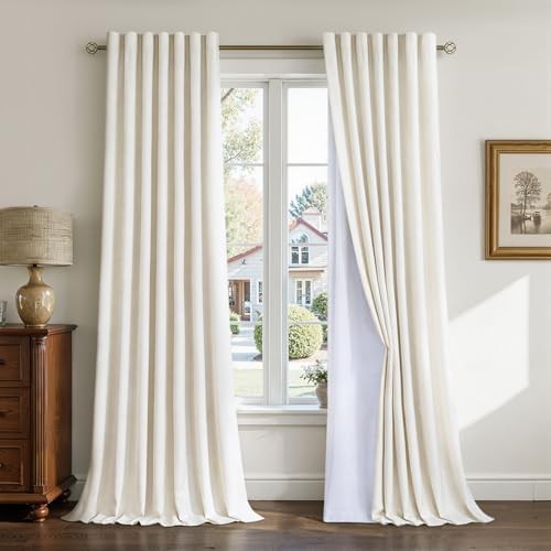 Cream Ivory Velvet Lined Blackout Drapes