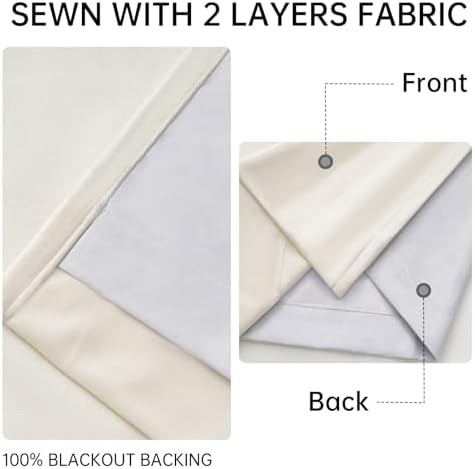 Cream Ivory Velvet Lined Blackout Drapes — photo 4
