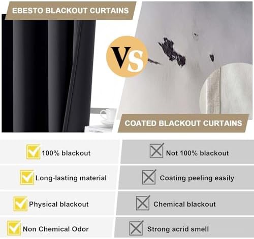 Solid black thick thermal insulated curtains — photo 4