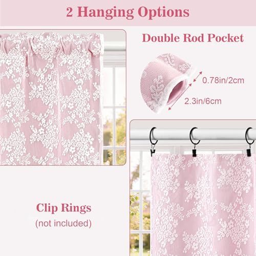 Pink floral kitchen curtain 36 inch — photo 5