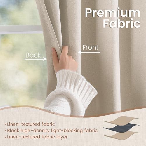 Linen Textured Rod Pocket Blackout Drapes — photo 4