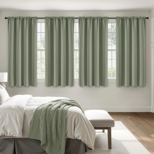 Sage green bedroom window curtain 63 inch