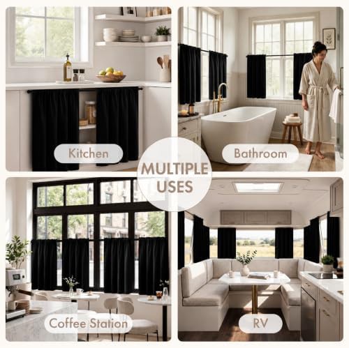 Short black kitchen window curtains 36 in — photo 5