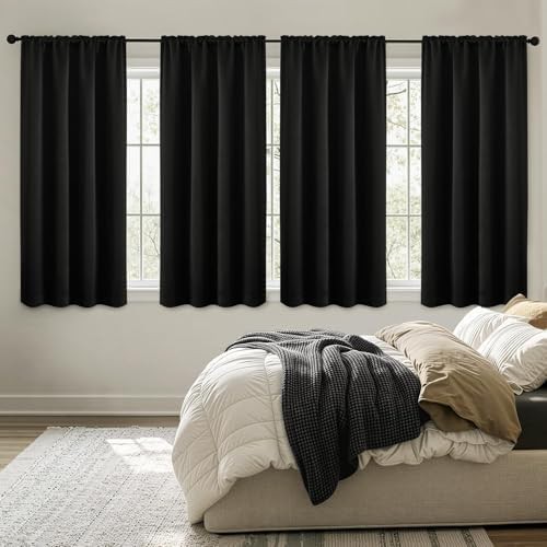 Black bedroom window curtain set 63 in