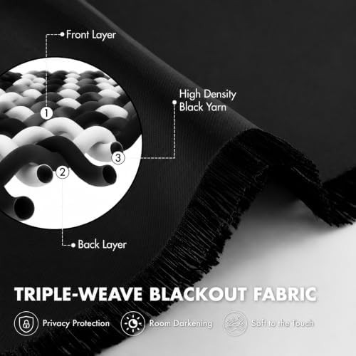 Black bedroom window curtain set 63 in — photo 3