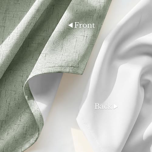 Sage green linen grommet thermal blackout drapes — photo 4