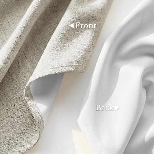 Beige linen total blackout sliding door curtain — photo 5