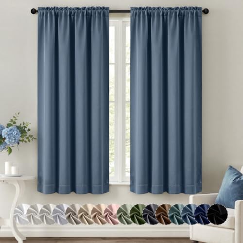 Stone blue bedroom blackout curtain 63 in