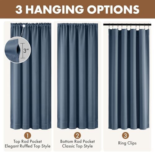 Stone blue bedroom blackout curtain 63 in — photo 4
