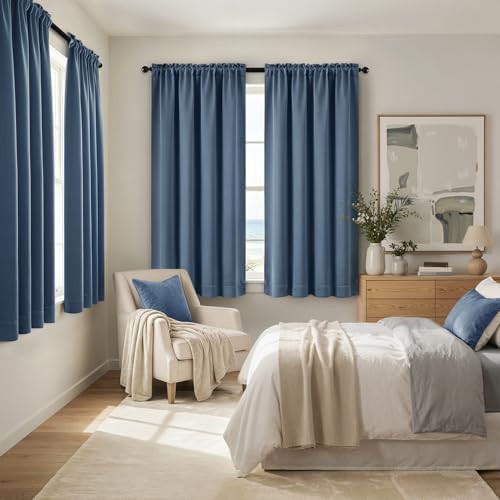 Stone blue bedroom blackout curtain 63 in — photo 5