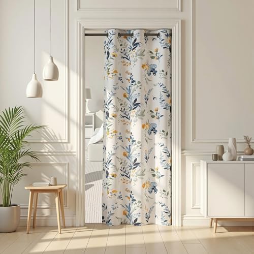Floral doorway blackout curtain with grommets