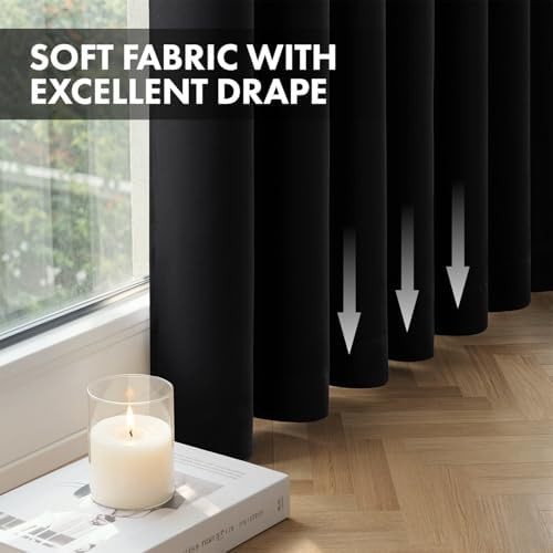Black pinch pleat bedroom curtains 96 in — photo 5