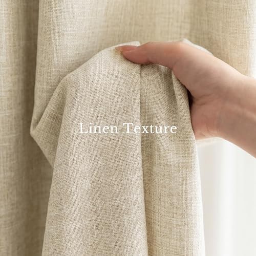 Cream linen pinch pleat blackout curtains — photo 3