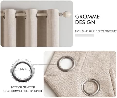 Beige extra wide linen blackout curtains 84 in — photo 4