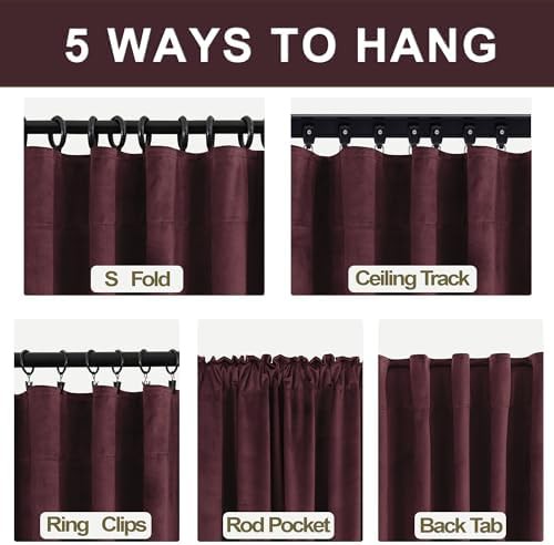 Magenta wine velvet blackout curtains 96 in — photo 3