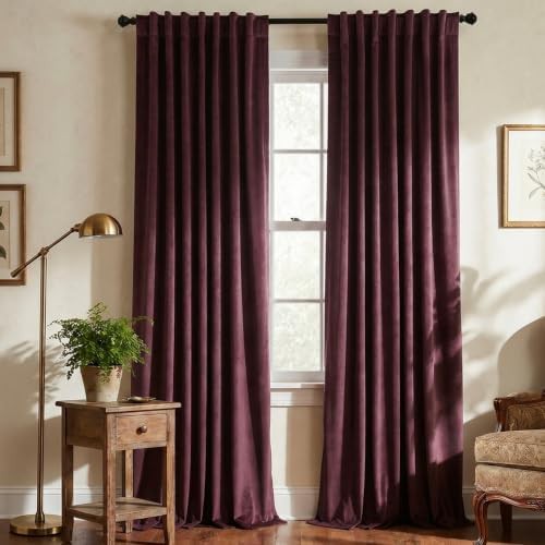 Magenta wine velvet blackout curtains 96 in — photo 4